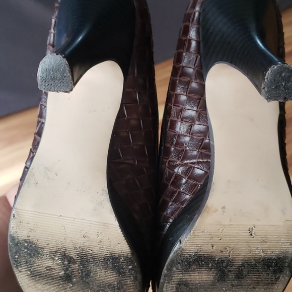 Madden Girl Lowla open toe bow brown weave heels Size 7 - Picture 6 of 11